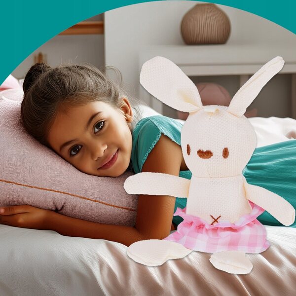 Laletta Bobas con Vestitino e Portabebè + Coniglietto Peluche per Bambini 3+