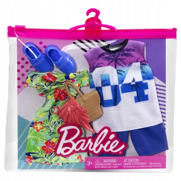 2-teiliges Barbie- und Ken-Kleidungsset mit Kleid, Shorts und Accessoires