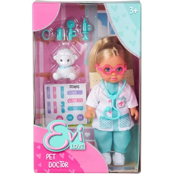 Bambola Evi veterinaria con accessori medici per gioco educativo bambini