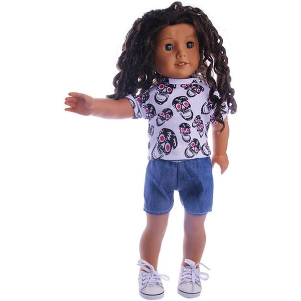 Kleidung für 18-Zoll-amerikanische Puppen – Sommerset aus T-Shirt, Rock, Shorts