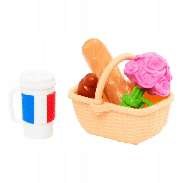 Barbie Pink Passport Paris mit Picknick-Zubehör und elegantem gestreiften Kleid