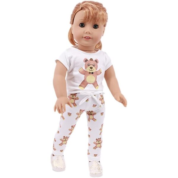 Amerikanische Puppenkleidung 18 Zoll – T-Shirt und Hose mit Tiermuster, 2-teilig