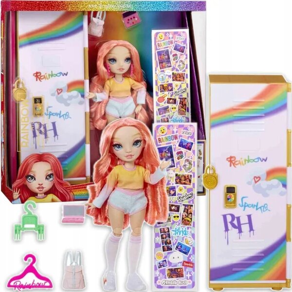 Rainbow High 28 cm Modellpuppe mit Schulspind-Set für Kinder ab 4 Jahren