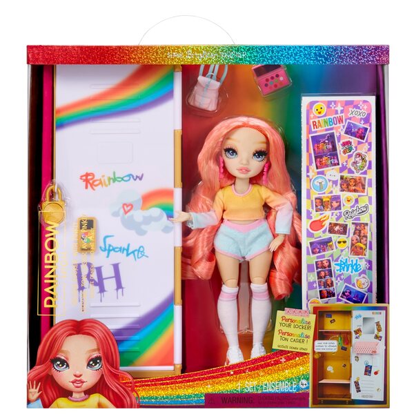 Rainbow High Bambola Modella 28 cm con Set Armadietto Scuola per Bambini 4+