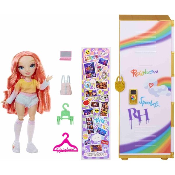 Rainbow High Bambola Modella 28 cm con Set Armadietto Scuola per Bambini 4+