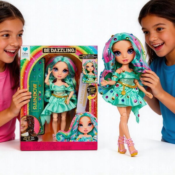 Rainbow High Be Dazzling Céline Türkis-Puppe mit funkelnden Accessoires für Mädchen