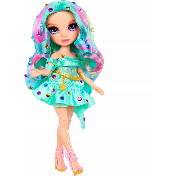 Rainbow High Be Dazzling Céline Turquoise bambola con accessori scintillanti per ragazze