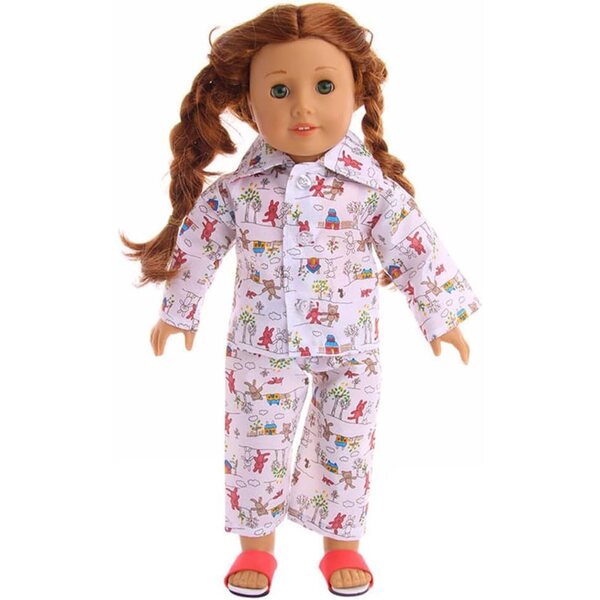 18-Zoll-Puppenkleidung, Teddybär-Pyjama-Set, 2-teilig, für 43–46 cm große Puppen