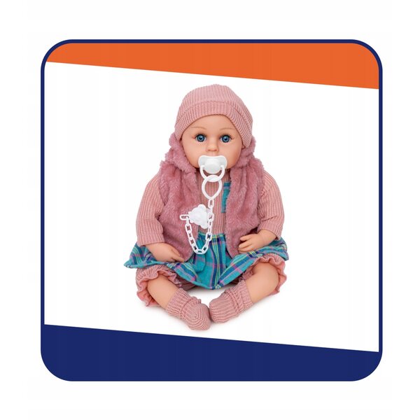Interaktive Neugeborenenpuppe Doris 45 cm, die mit Schnuller auf Italienisch spricht und singt