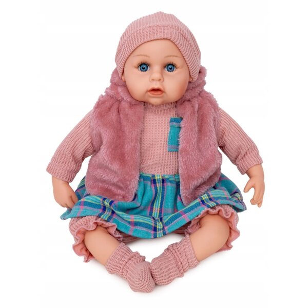 Interaktive Neugeborenenpuppe Doris 45 cm, die mit Schnuller auf Italienisch spricht und singt