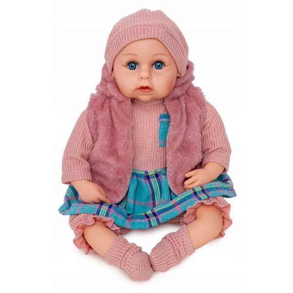 Interaktive Neugeborenenpuppe Doris 45 cm, die mit Schnuller auf Italienisch spricht und singt