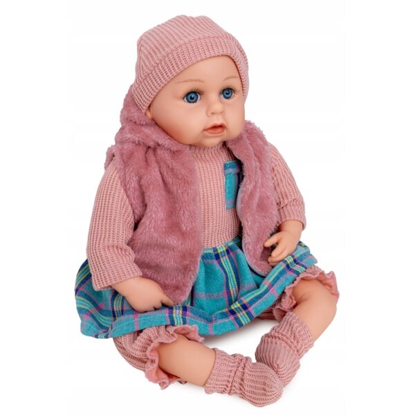 Interaktive Neugeborenenpuppe Doris 45 cm, die mit Schnuller auf Italienisch spricht und singt