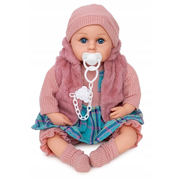 Interaktive Neugeborenenpuppe Doris 45 cm, die mit Schnuller auf Italienisch spricht und singt