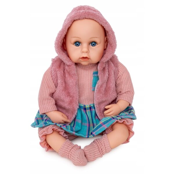 Interaktive Neugeborenenpuppe Doris 45 cm, die mit Schnuller auf Italienisch spricht und singt
