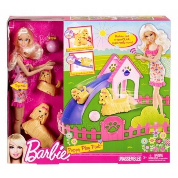 Barbie-Spielplatz für Hunde mit 2 Welpen und Zubehör, interaktives Spiel für Kinder