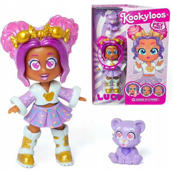 KookyLoos Pets Party Lucy: bambola emozioni 3 espressioni 3in1 con animale