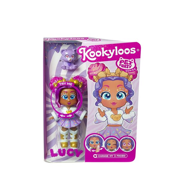 KookyLoos Pets Party Lucy: bambola emozioni 3 espressioni 3in1 con animale