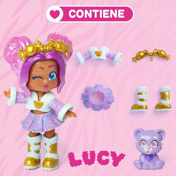 KookyLoos Pets Party Lucy: bambola emozioni 3 espressioni 3in1 con animale