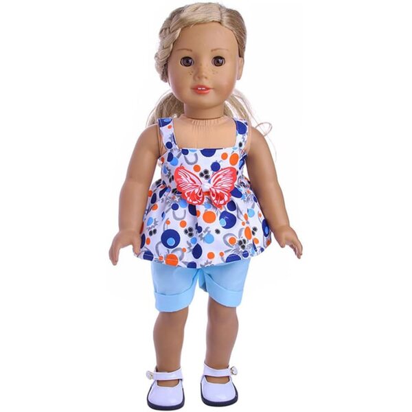 Kleidung für 18-Zoll-amerikanische Puppen – Blumen-Sommerset 43–46 cm