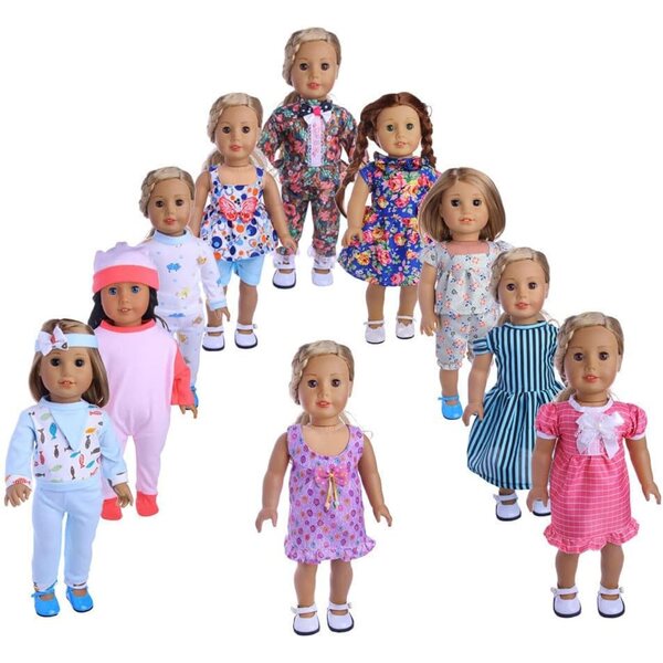 Kleidung für 18-Zoll-amerikanische Puppen – Blumen-Sommerset 43–46 cm