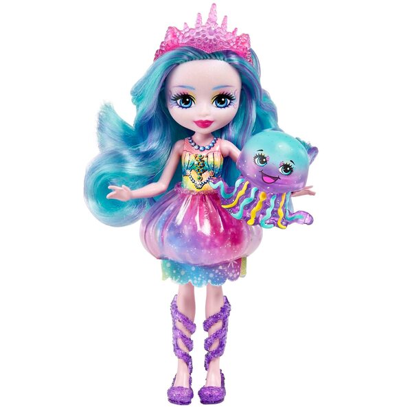 Enchantimals Royal Ocean Kingdom Jellyfish Stingley – Puppe mit Haustier 15 cm