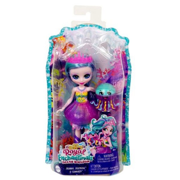 Enchantimals Royal Ocean Kingdom Jellyfish Stingley – Puppe mit Haustier 15 cm