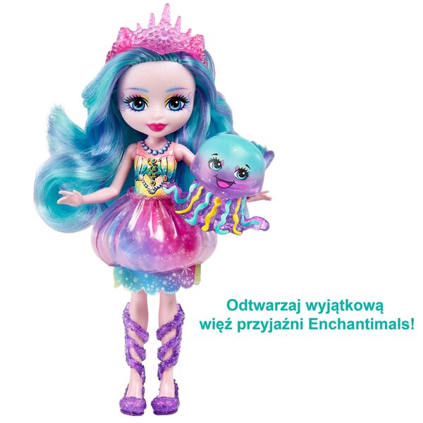 Enchantimals Royal Ocean Kingdom Jellyfish Stingley – Puppe mit Haustier 15 cm