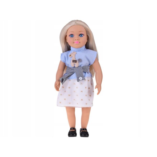 Elegante 48 cm große Puppe mit langen blonden Haaren und integrierter Melodie