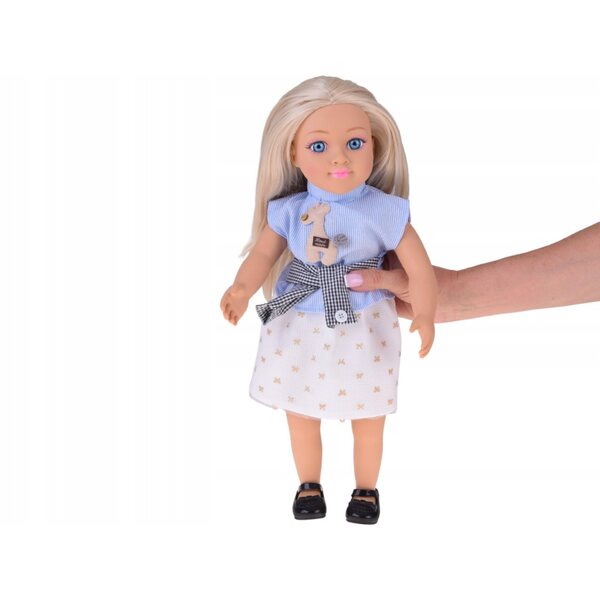 Elegante 48 cm große Puppe mit langen blonden Haaren und integrierter Melodie
