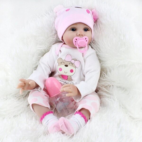 Bambola Reborn Keiumi 55 cm - Bambolina realistica con vestiti rosa