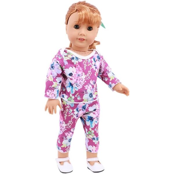 18-Zoll-Puppenkleidung für amerikanische Puppen – 2-teiliges Set mit Blumenoberteil und Freizeithose