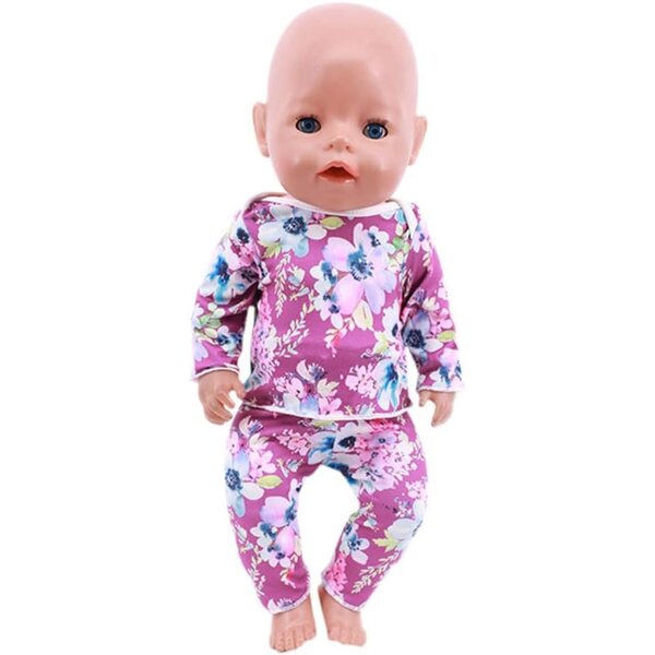 18-Zoll-Puppenkleidung für amerikanische Puppen – 2-teiliges Set mit Blumenoberteil und Freizeithose