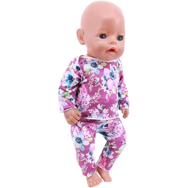 18-Zoll-Puppenkleidung für amerikanische Puppen – 2-teiliges Set mit Blumenoberteil und Freizeithose