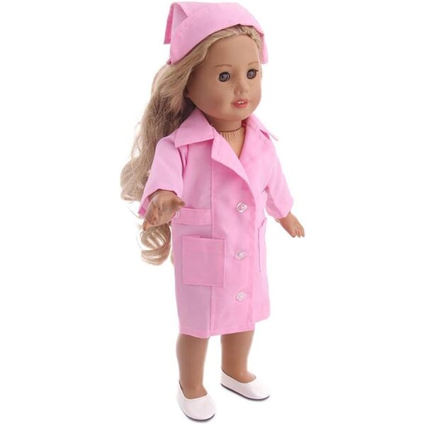 18-Zoll-Puppenkleidung – Krankenschwester- und Arztuniform-Set, Rosa