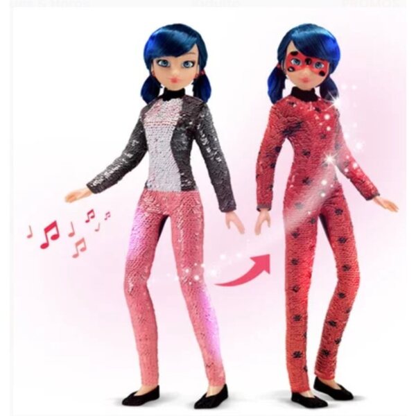 Bambola Miraculous Marinette 26 cm con costume di paillettes Ladybug
