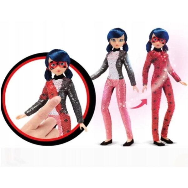 Bambola Miraculous Marinette 26 cm con costume di paillettes Ladybug