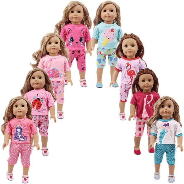Kleidung für American Dolls 18" – 2-teiliges Set mit T-Shirt und Hose mit Animal-Print