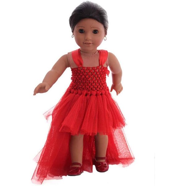 Rotes Organza-Prinzessinnenkleid für 18-Zoll-amerikanische Puppen