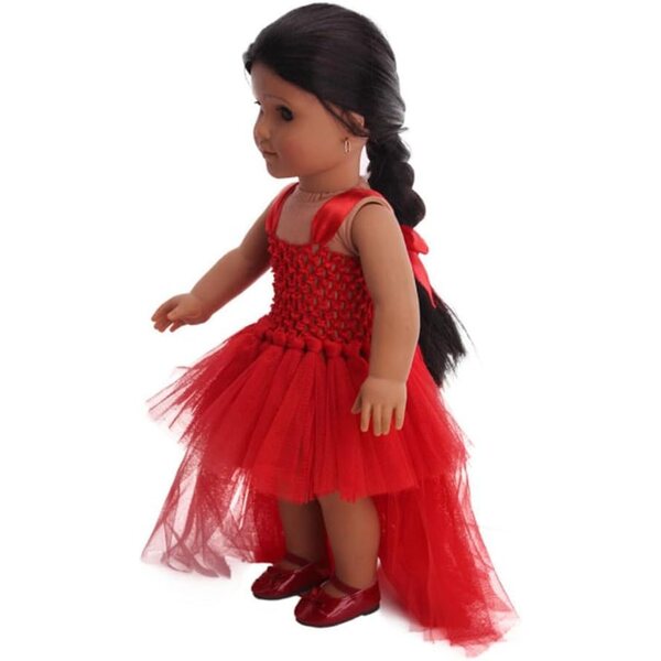 Rotes Organza-Prinzessinnenkleid für 18-Zoll-amerikanische Puppen