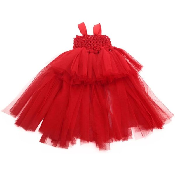 Rotes Organza-Prinzessinnenkleid für 18-Zoll-amerikanische Puppen