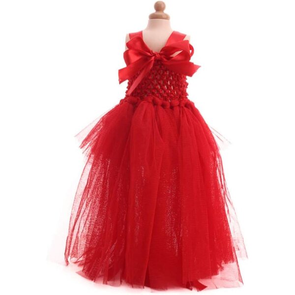 Rotes Organza-Prinzessinnenkleid für 18-Zoll-amerikanische Puppen
