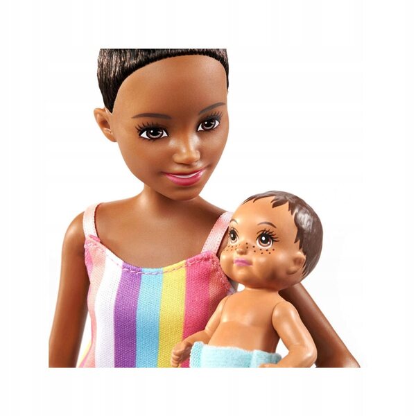 Barbie Opiekunka mit Kind und Zubehör für Pflege und Fantasiespiel