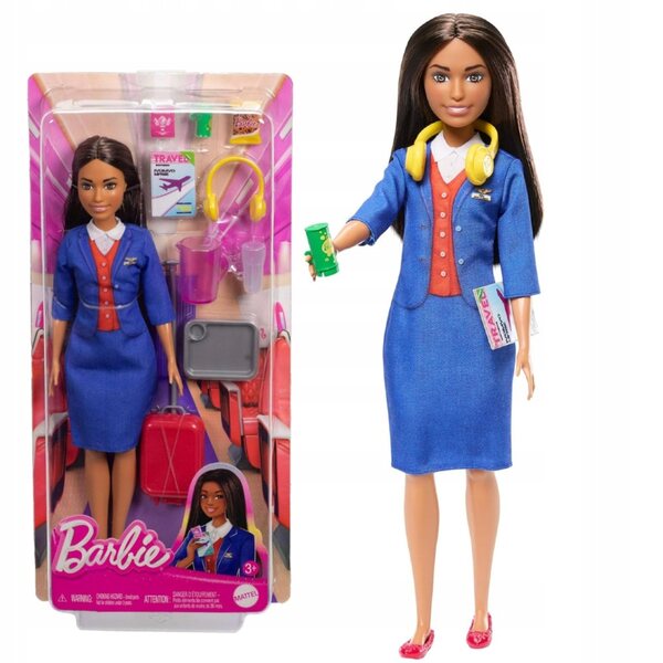 Barbie Stewardess mit Koffer und Zubehör, Spiel für Kinder ab 3 Jahren