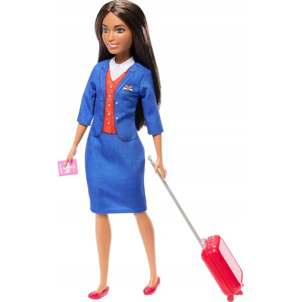 Barbie Stewardess mit Koffer und Zubehör, Spiel für Kinder ab 3 Jahren