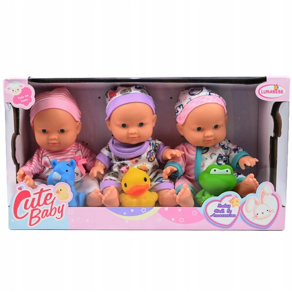 Set 3 Bambole Neonato Realistiche per Bambini con Accessori Educativi 23 cm