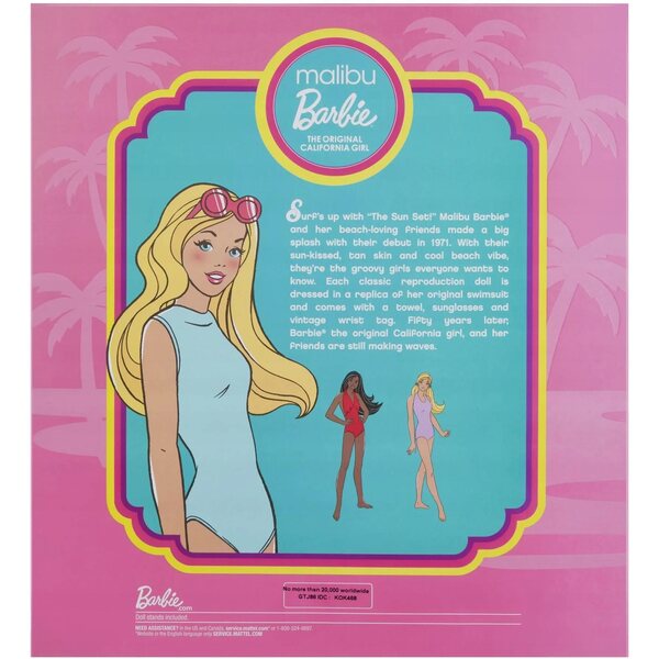 Barbie Malibu California Set mit 3 Sammelpuppen mit Originalzubehör, 29 cm