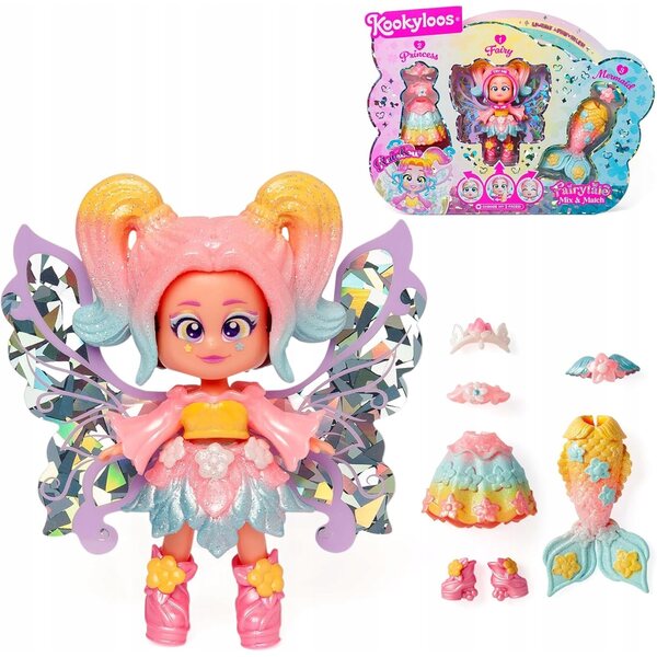Kookyloos Meramid Rainbow - bambola 3in1 con abiti e accessori intercambiabili
