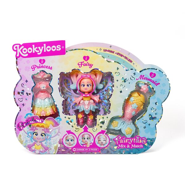 Kookyloos Meramid Rainbow - bambola 3in1 con abiti e accessori intercambiabili