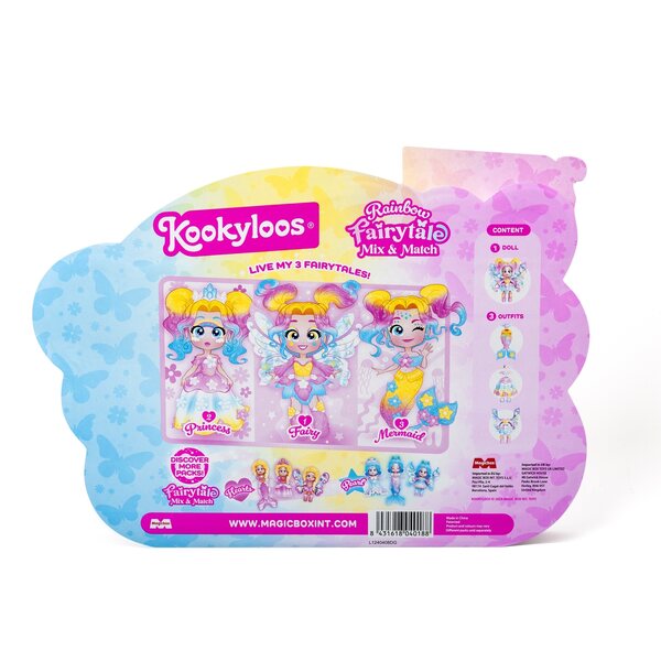 Kookyloos Meramid Rainbow - bambola 3in1 con abiti e accessori intercambiabili