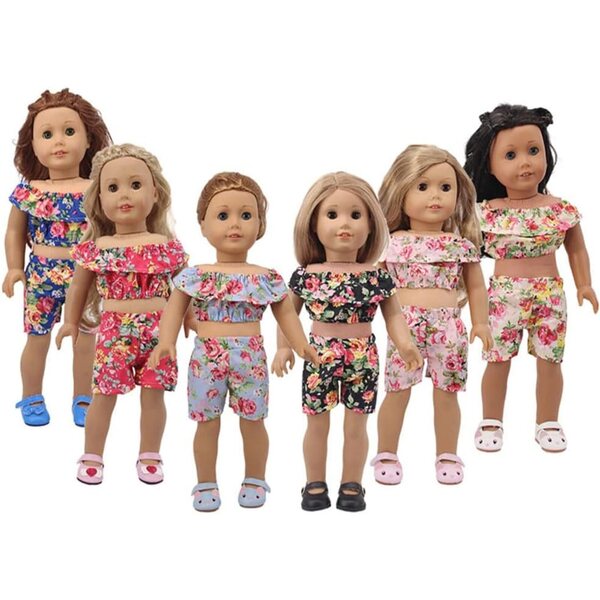 Vestiti estivi per bambole 18 pollici - Set top e pantaloncini floreali odulu